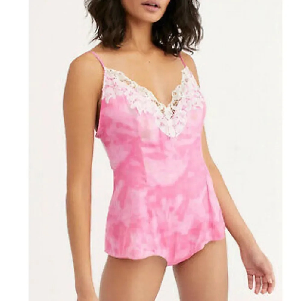 NWT Free People Tie-Dye Lace-Trim Luella Bodysuit